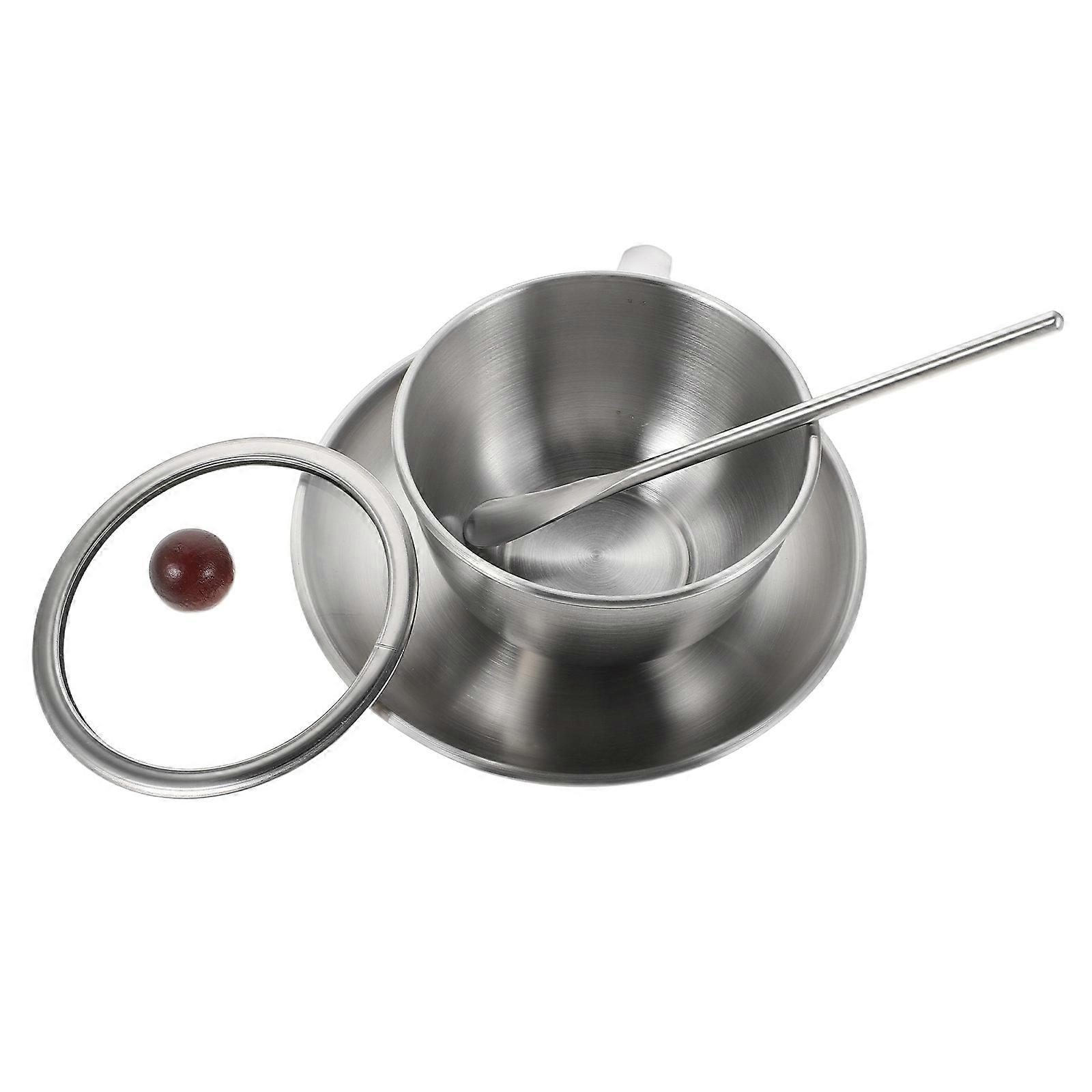 Rustic Coffee Mug Set Vintage Stainless Steel Coffee Cup And Saucer For Afternoon Tea Home Use 1 Set