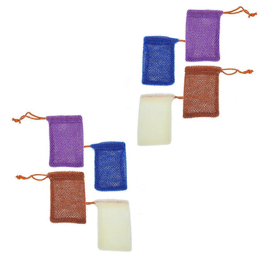 Cleansing Foaming Net 8Pcs Simple Drawstring Soap Bags For Home Bathing 14X9.5Cm Assorted Drying