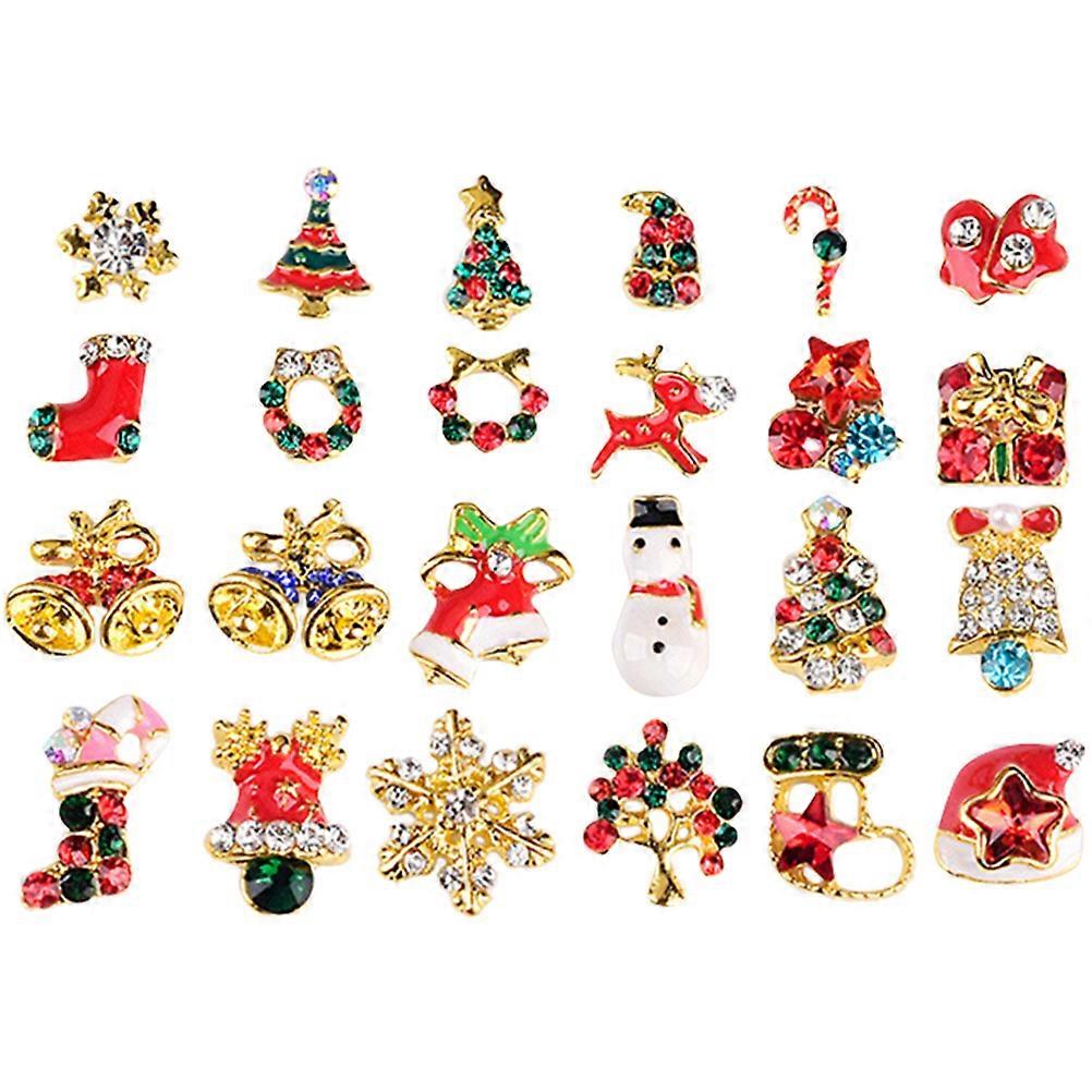 Manicure DIY Charms Christmas Tree Daily Use Nail Accessories Assorted Color 24Pcs
