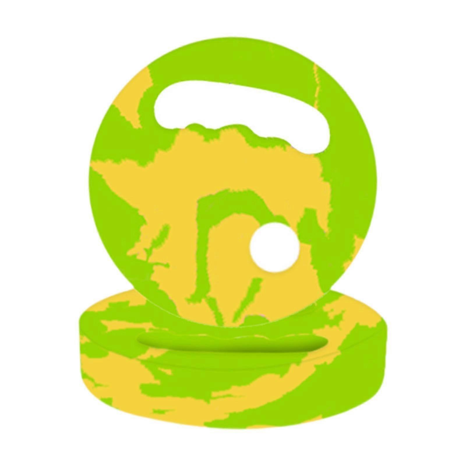 Water gymnastics discs made of EVA foam, compact, comfortable and lightweight, waterresistant aerobic equipment for pool and beach, green and yellow.