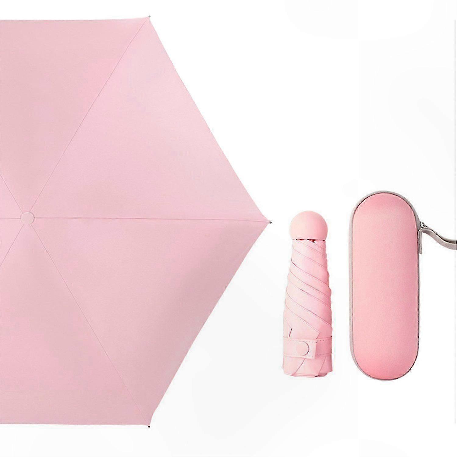 Compact Foldable Travel Umbrella - Lightweight Pink Portable Design