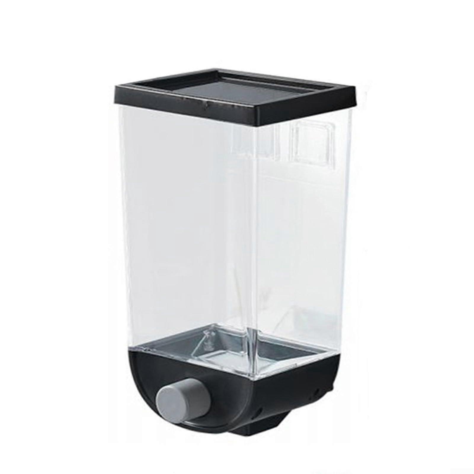 Cereal Dispenser with Wide Opening for Kitchen Storage, 1 L Capacity, Black Plastic