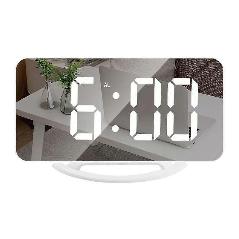 TS-8201 LED Mirror Clock RGB Display White Shell