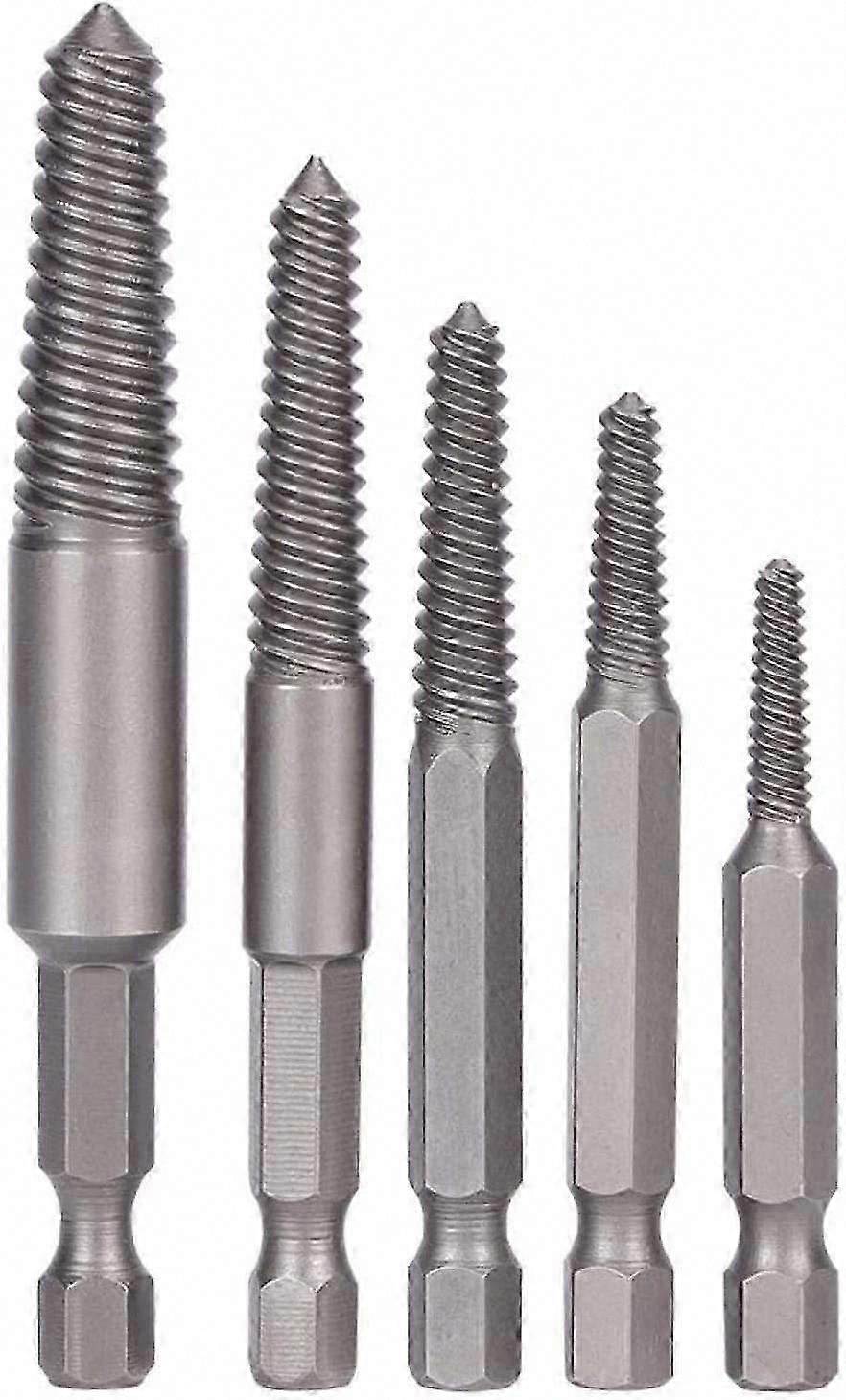 5pcs Screw Drill Bits Stud Removal Tool Broken Screw Extractor Hex Shank Damaged Bolt Extractor Fine Teeth Tool