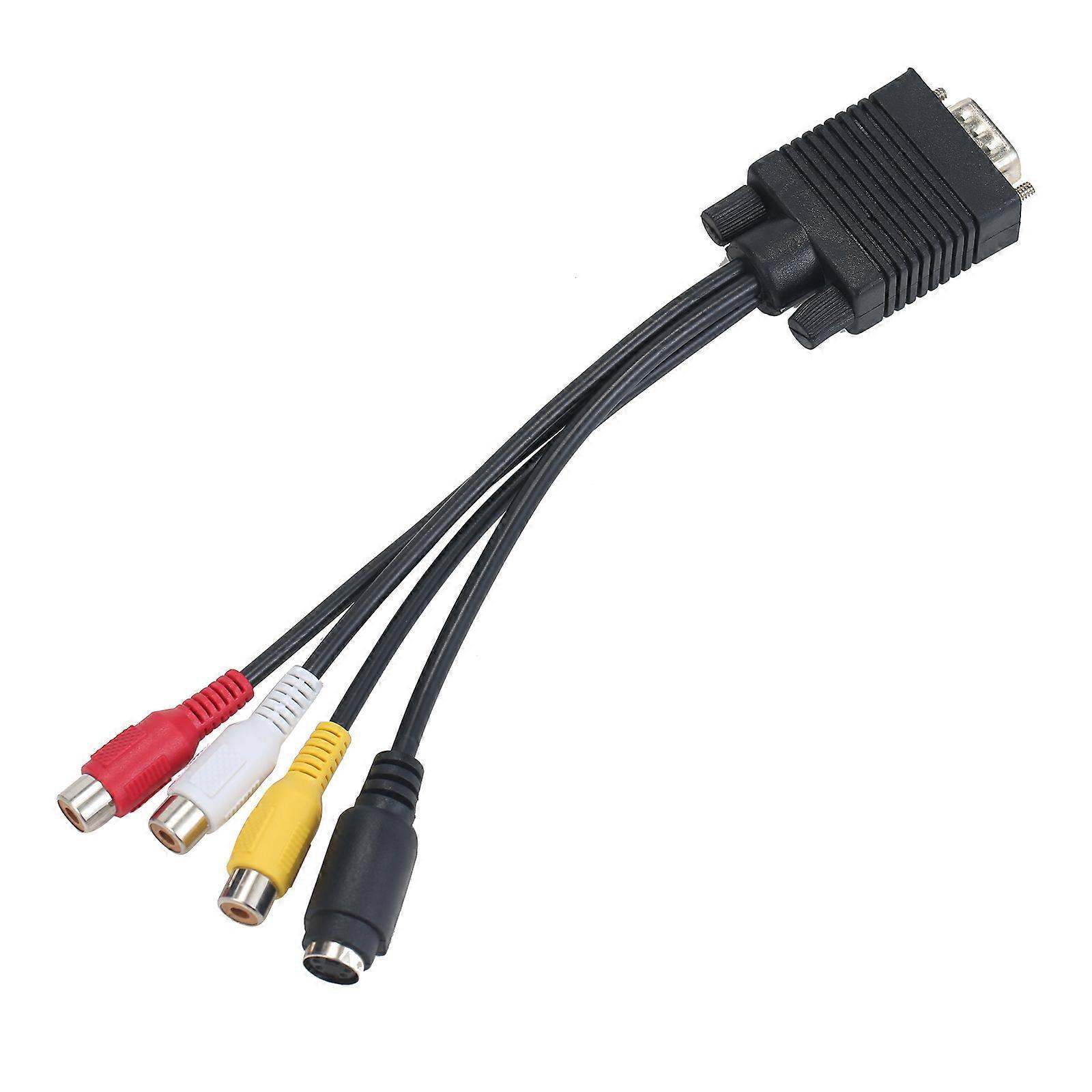 VGA to S-Video 3 RCA AV Converter Cable Adapter High Quality VGA to TV Out Video Adapter