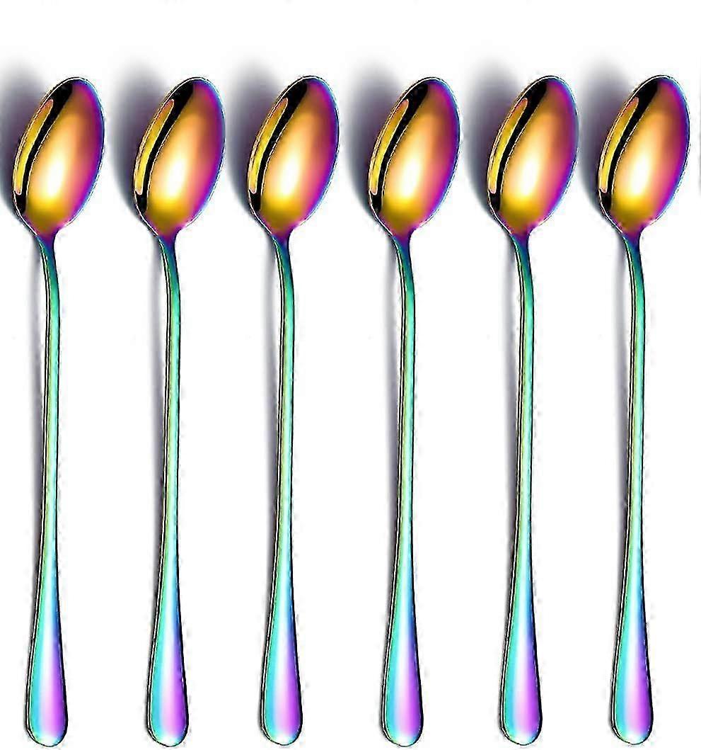 6 Pcs 7.5" Long Handle Mixing Spoon Dessert Cocktail Tools
