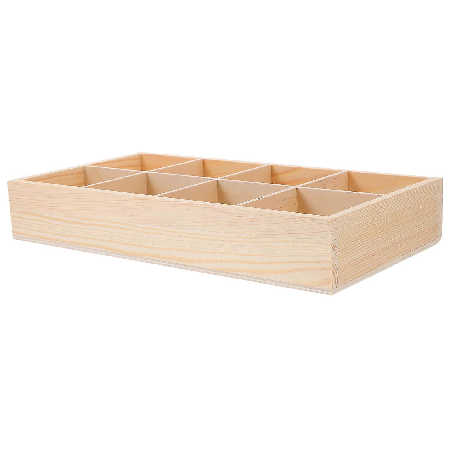 Wooden Planter Box for Storage with Multi-Grid Compartments Beige