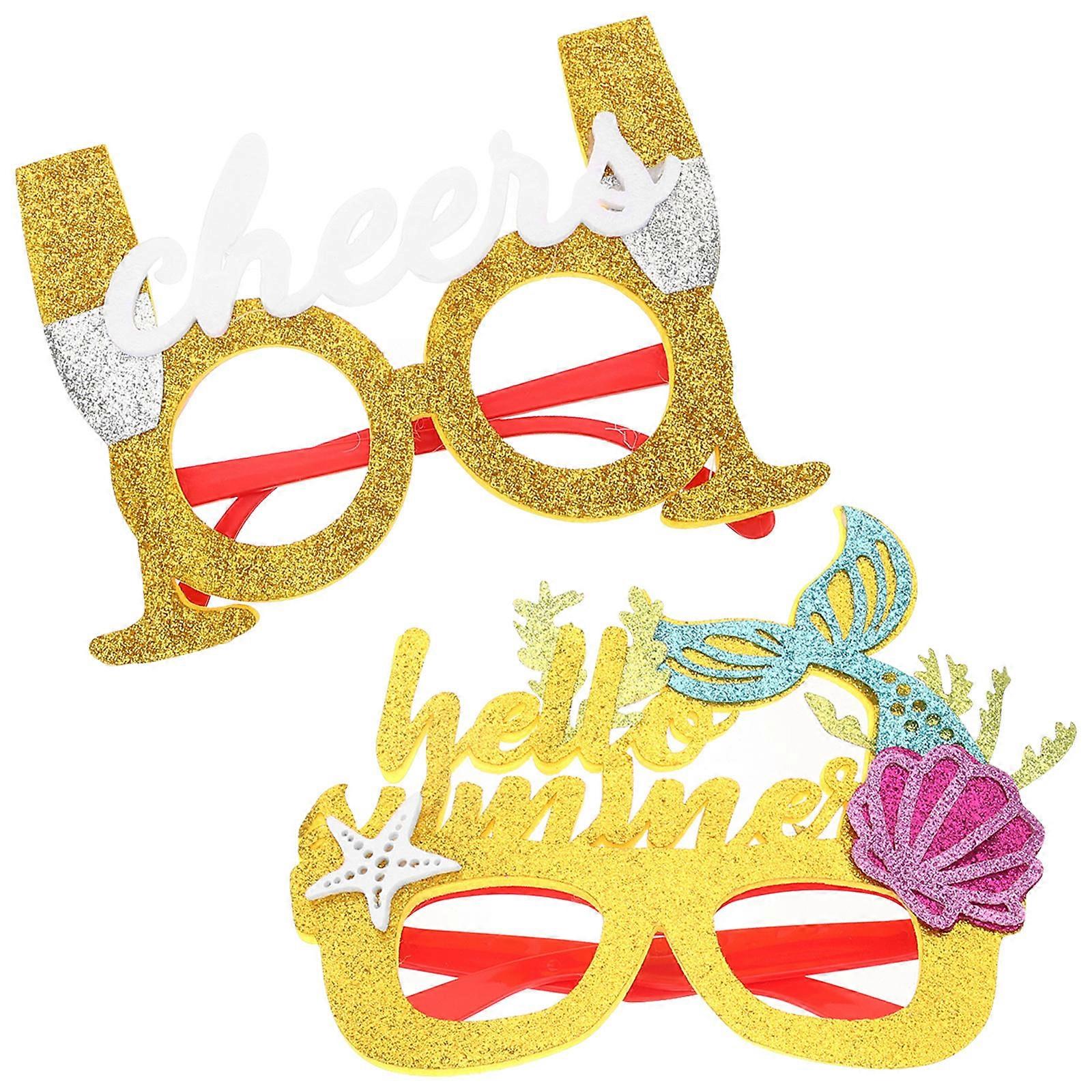 Party Photobooth Props Glasses Frames for Birthdays Assorted Color Felt and Plastic Material Photo Prop 4Pcs