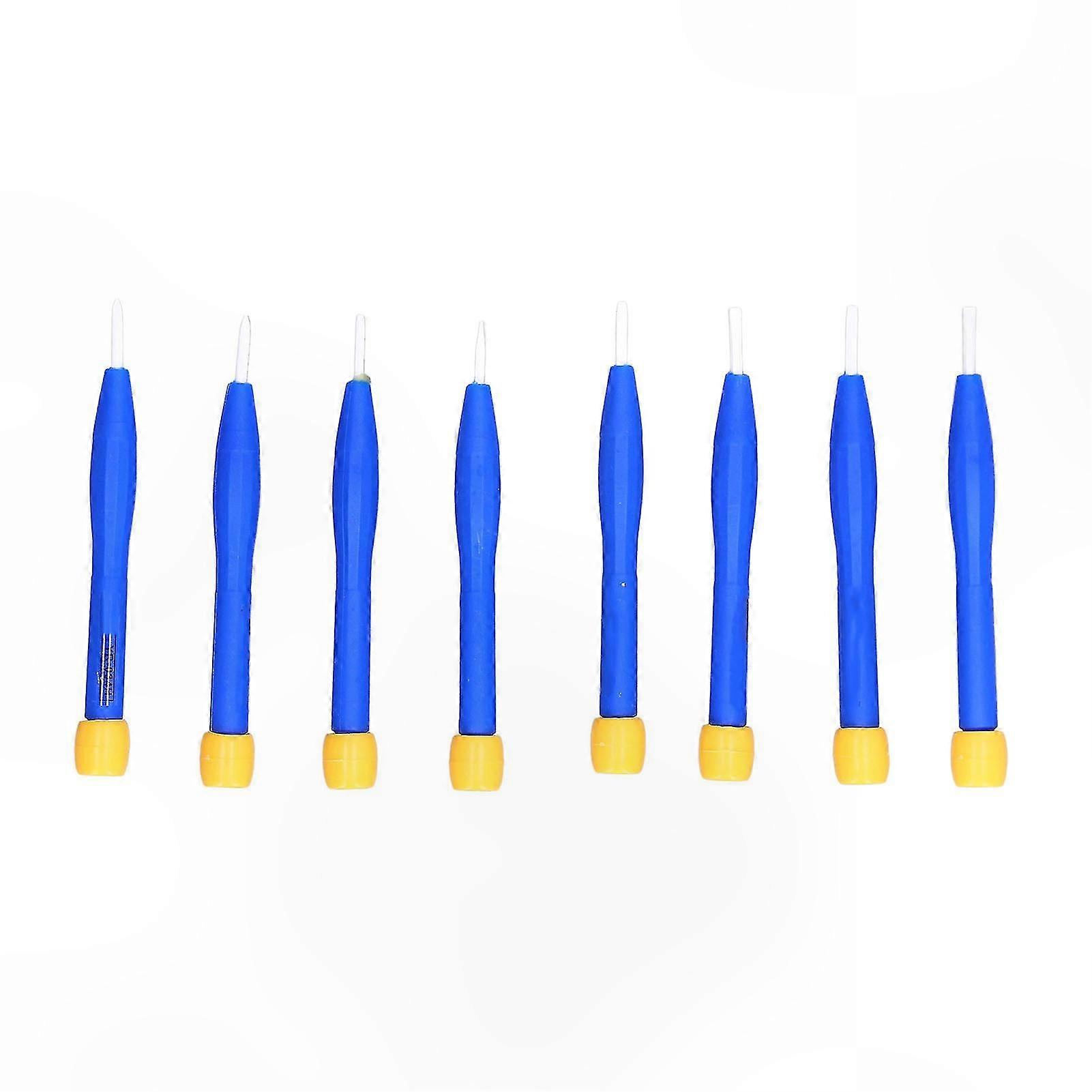 8-Piece Ceramic Screwdriver Set with Insulated Handles and Slot/Cross Bits