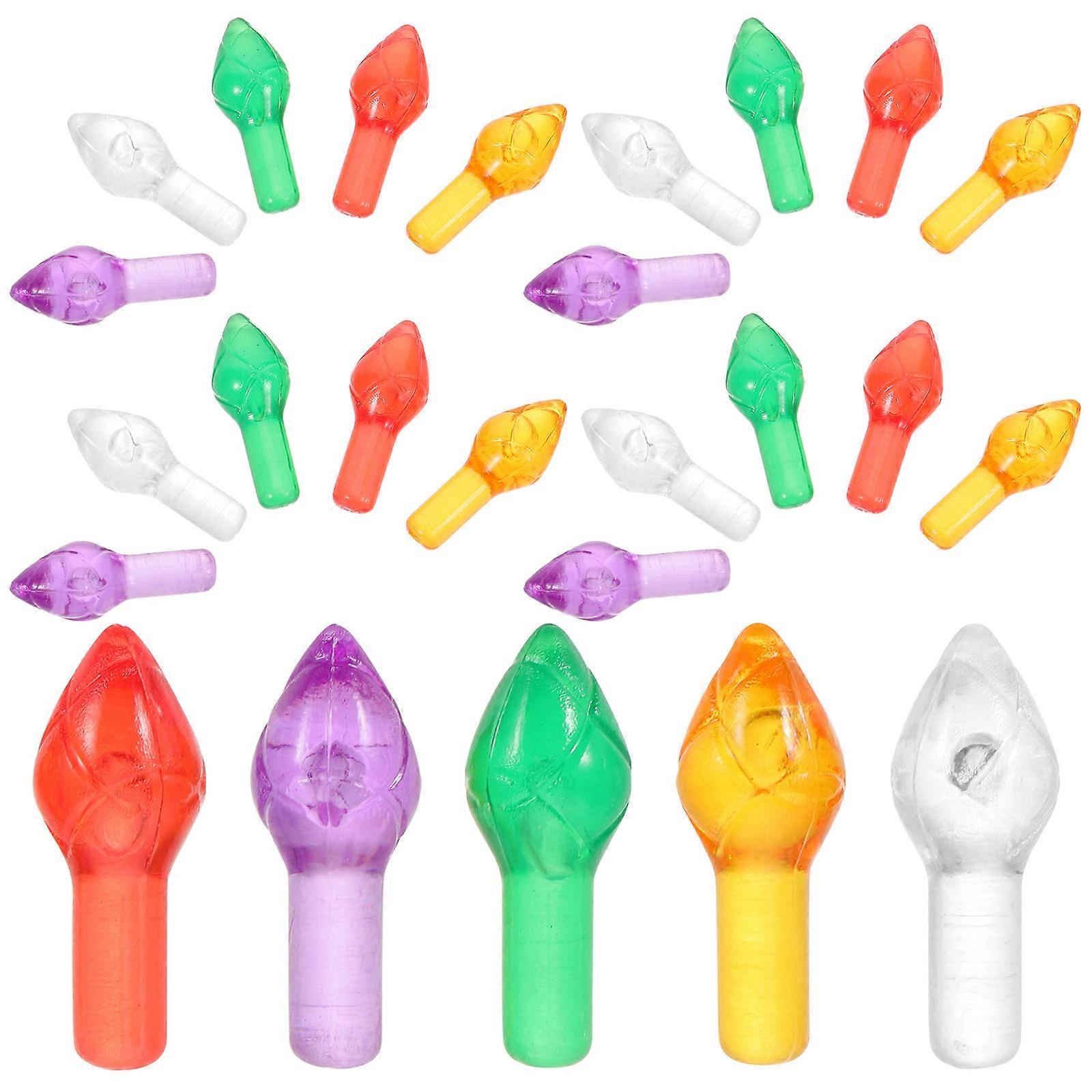 100pcs Multi Color Small Tree Bulbs Replacement for Ceramic Christmas Trees, Plastic Twist Pegs, Lightweight Holiday Decor for DIY Festive Lighting