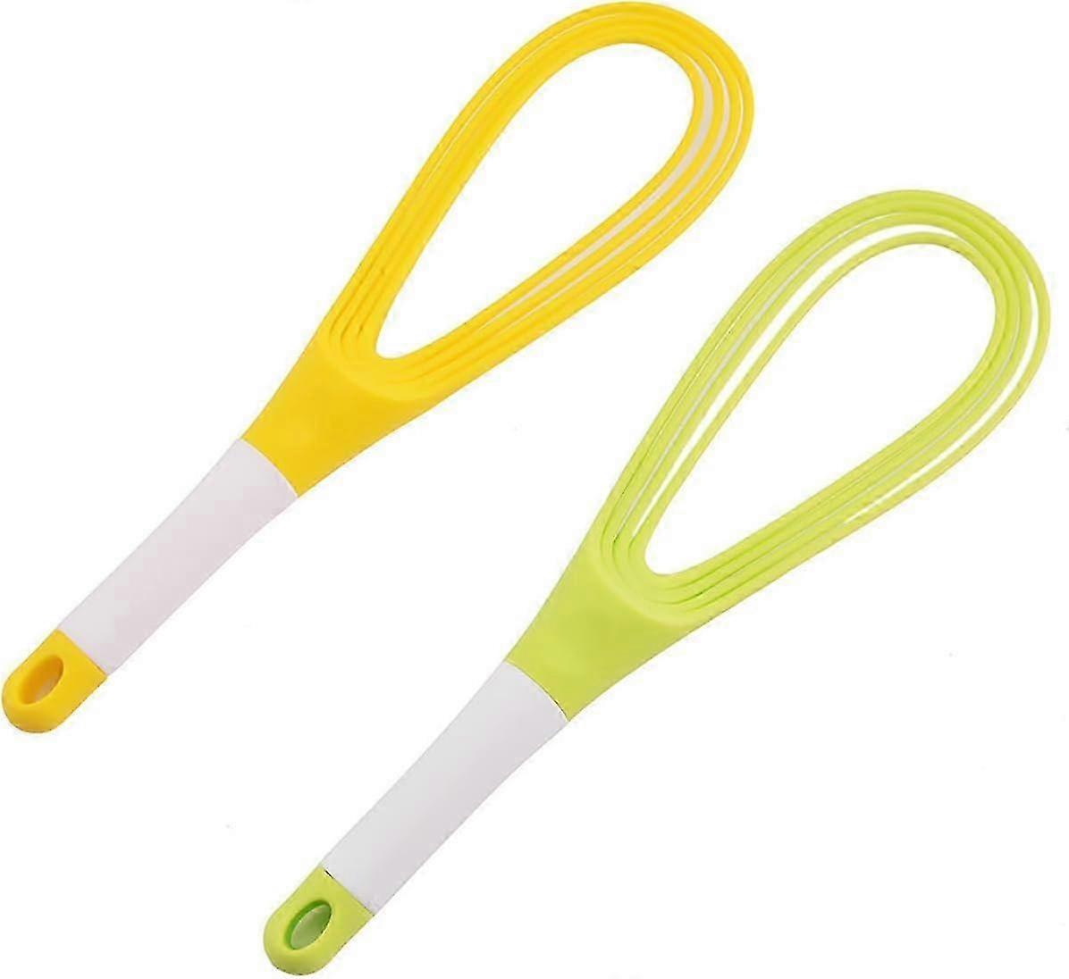 2-Pack Rotatable Foldable Manual Egg Beaters, Non-Stick Hand Mixers (Green, Yellow)