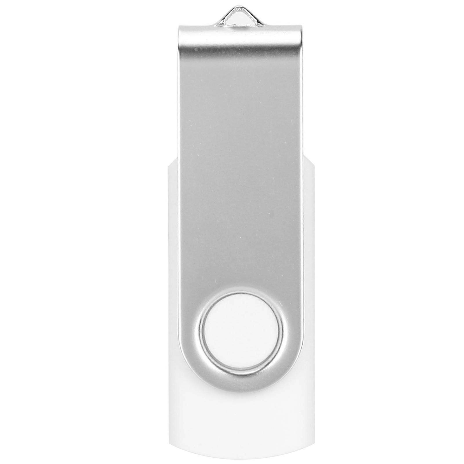 8GB Candy White USB Flash Drive - Rotatable, Portable Storage with Keychain for PC & Tablet