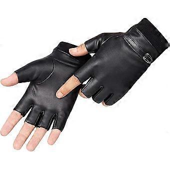 PU leather gloves cycling half-finger round tactical gloves driving gloves for men