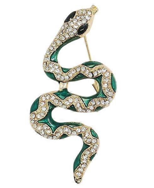 Zircon green snake brooch, made of durable alloy, symbolizing wisdom and rebirth