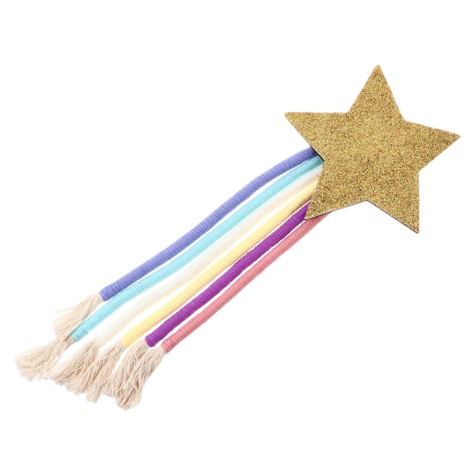 Hand Woven Tapestry Star Design Wall Pendant For Home Decor Small Fabric Hanging 38x15cm Assorted Color 1Pcs
