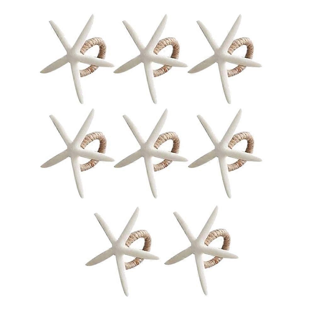 Ronds de serviette faits à la main 8, blanc faux étoile de mer support de rond de serviette pour mariage, fête, salle à manger