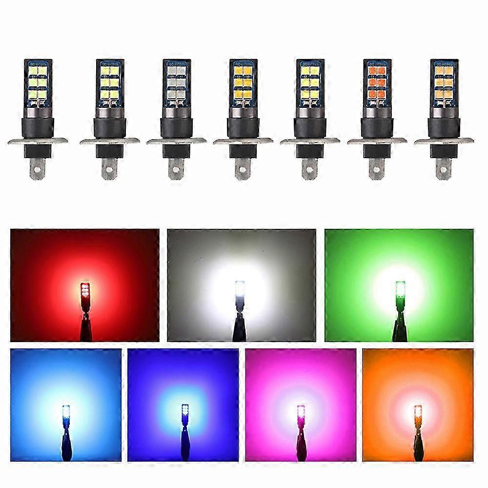2x 7 Colors Car Light H1 H3 880 Canbus Super Bright Led Bulb Fog Head Bulbs 3030 12smd 12v Running Auto Fog Lamps