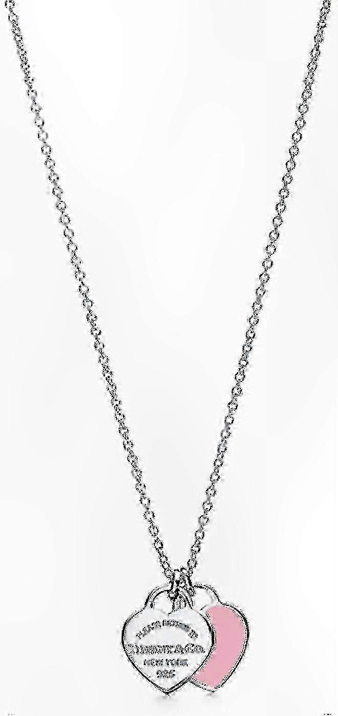 Collana a cuore in smalto argento con ciondolo rosa per gioielli di moda da donna