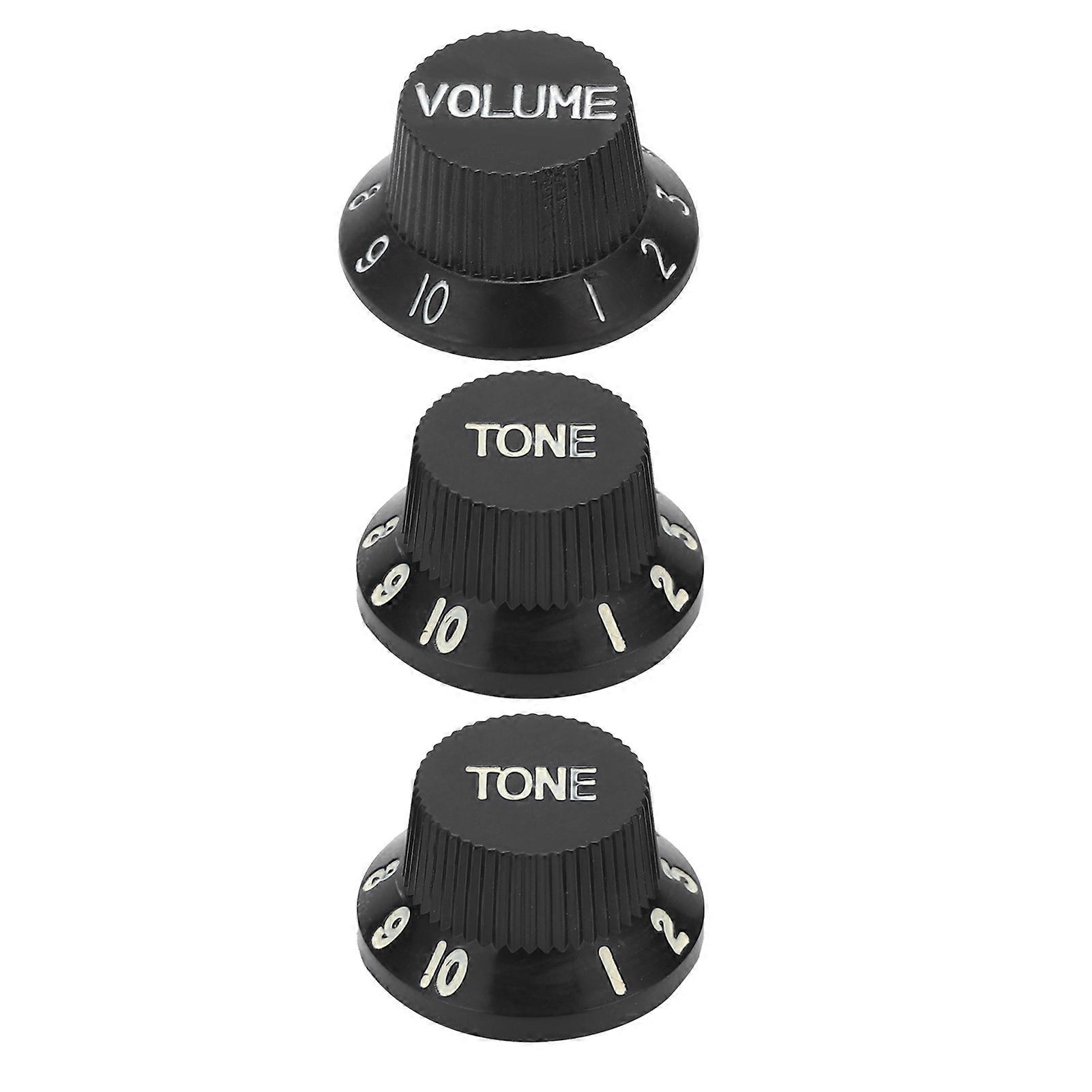 3Pcs Guitar Control Knobs Set ABS 1 Volume 2 Tone Black 2.5x2.5x1.3cm
