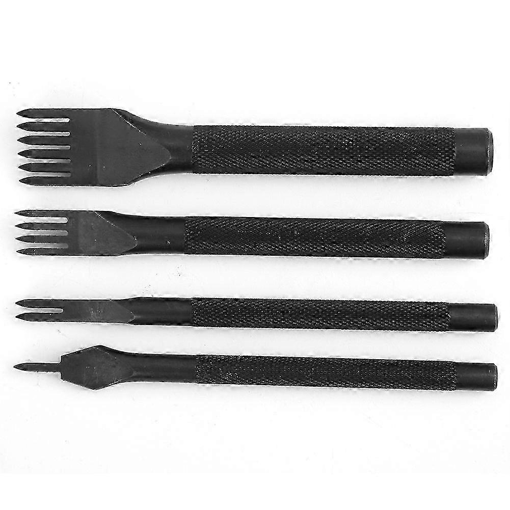 2025 Latest Model 4 Pcs Prong Chisel Kit Leather Craft DIY Tool Black