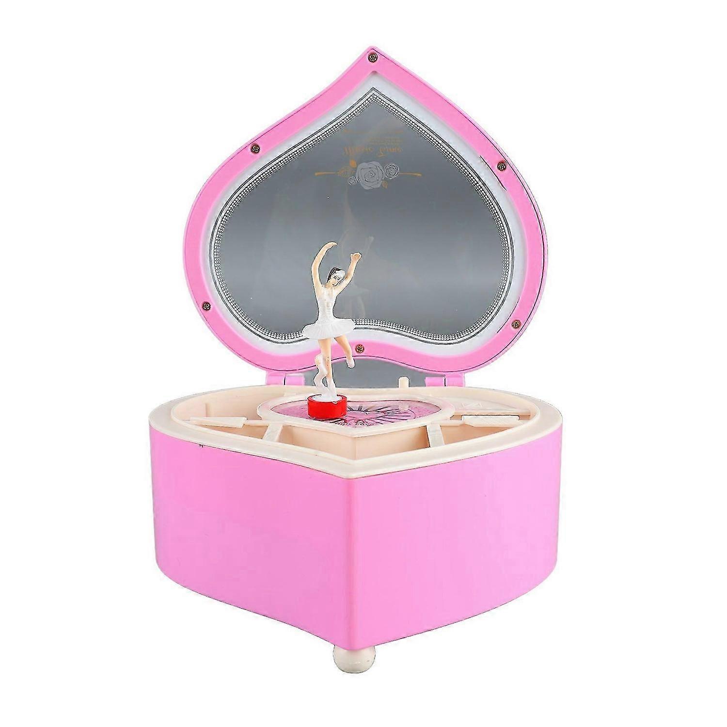 2025 أحدث نموذج صندوق موسيقي على شكل قلب مع مقصورة فتاة راقصة وردية