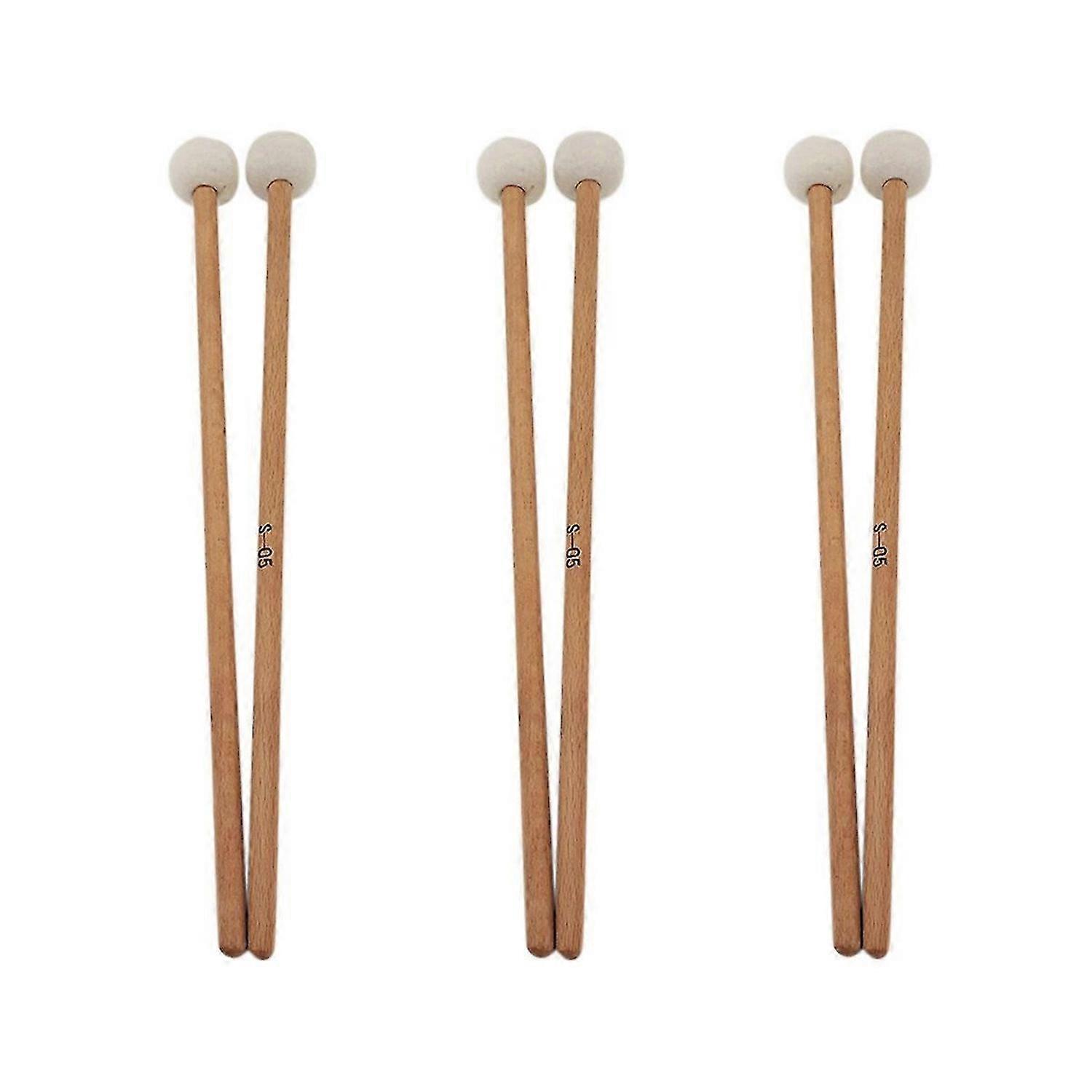 1 Pair Felt Mallets Drumsticks Drum Sticks with Wood Handle