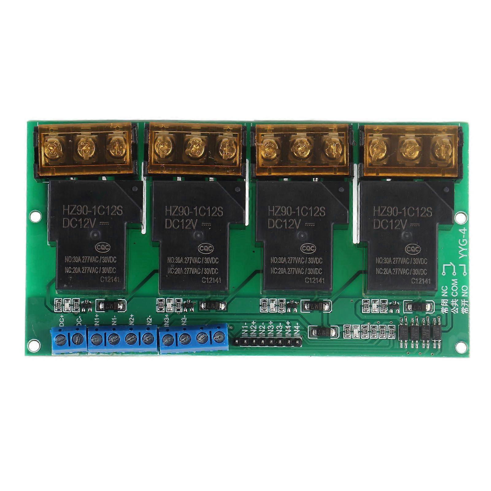High Power Four Way Relay Module Control Panel Optocoupler Isolation 30A YYG4 DC12V