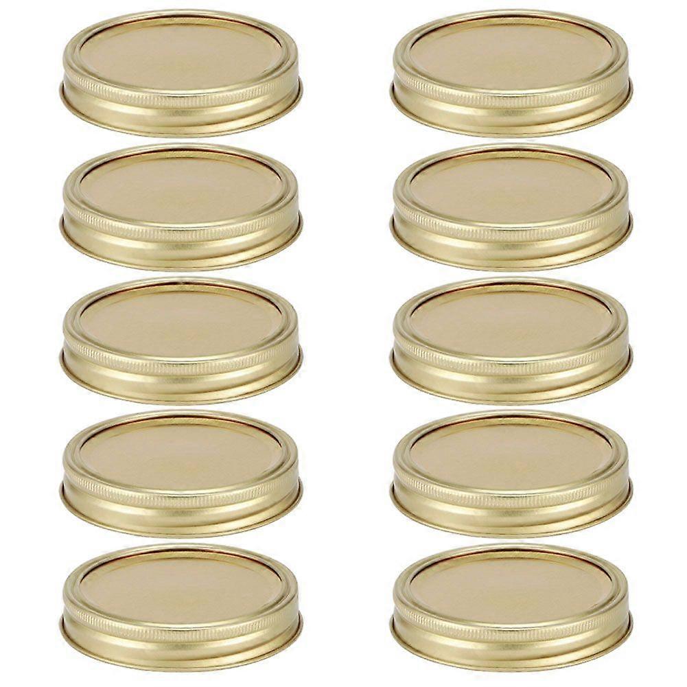 Split‑Type Glass Jar Canning Lids Round Food Container Sealing Cover Kitchen Accessory(10Pcs 70mm Gold Circular Ring+Cover Plate )