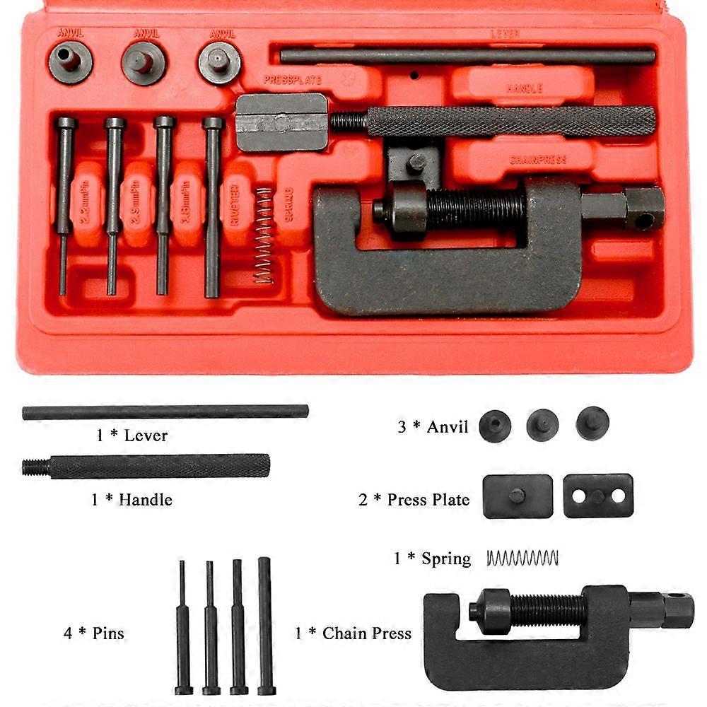 Motorcycle Bike Chain Breaker Splitter Link Riveter Universal Bikes Riveting Tool Set Cycle Accessories with Carry Box
