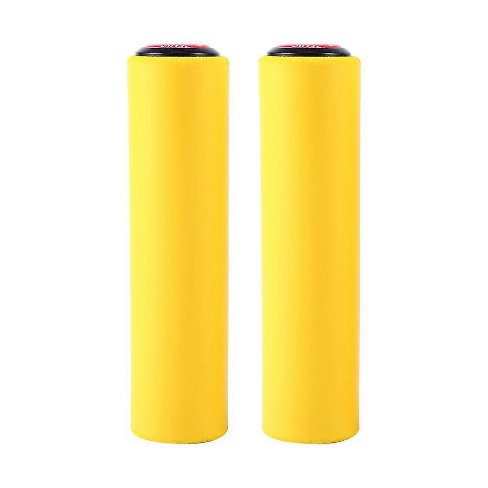 1 Pair High Density Silica Bar Grip Cover With Plugs For 18mm Diameter Bike Handlebar(yellow)