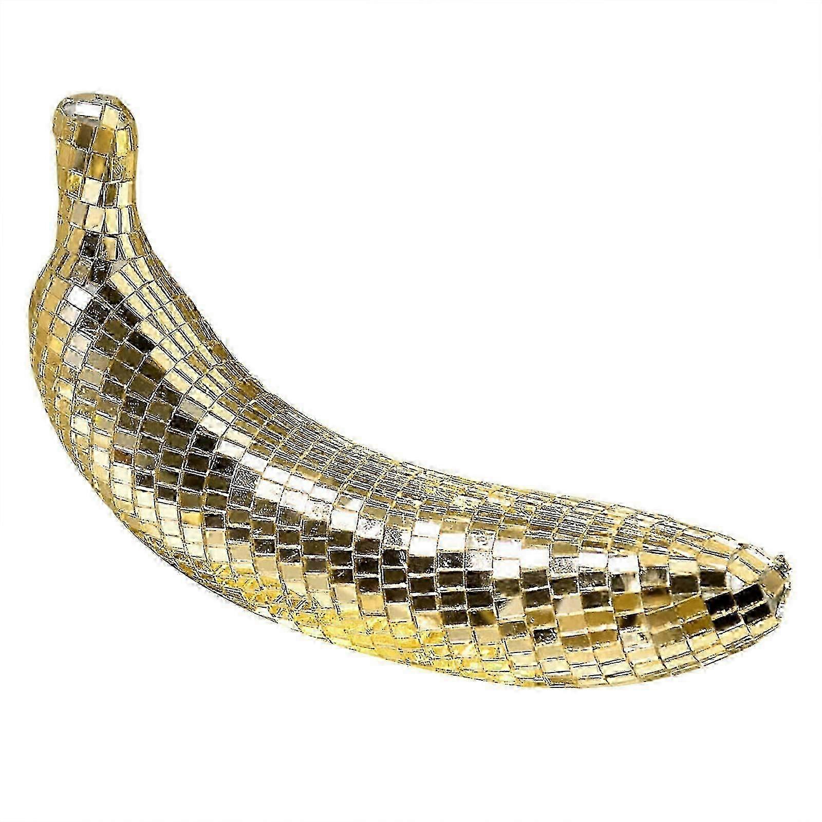 Sparkling Banana Figurine Fruit Statue Disco Ball Ornament for Dance Party & Event Decor