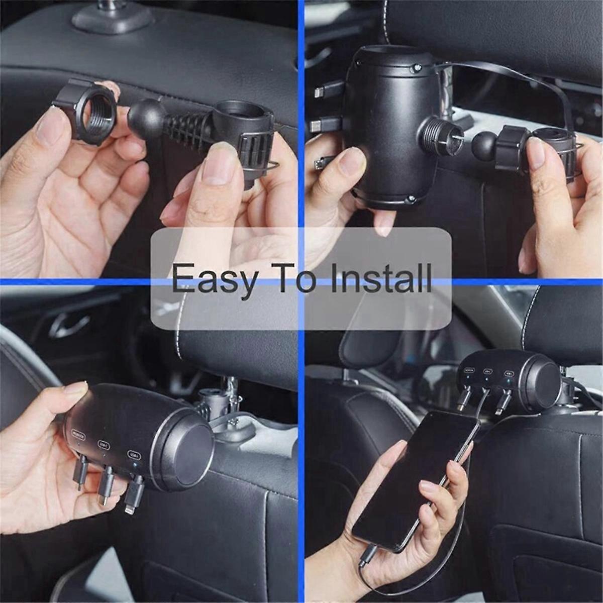 3 in 1 Car Shrinkage Cable Box Charging Cable Box Multi Port