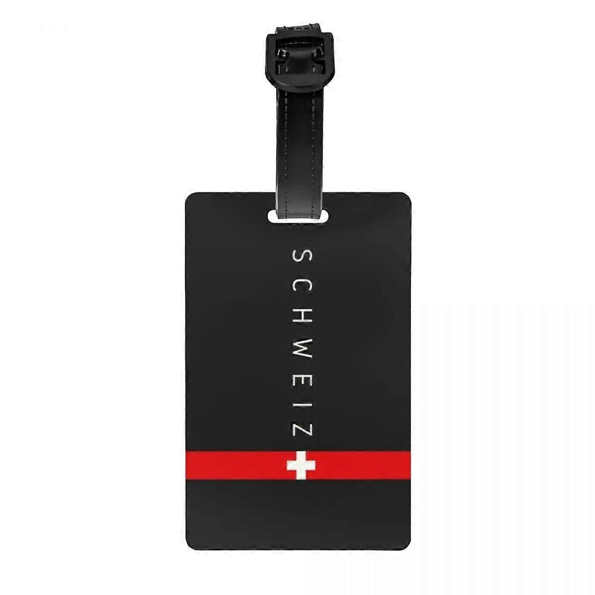 Custom Swiss Switzerland Flag Luggage Tag With Name Card Privacy Cover ID Label for Travel Bag Suitcase