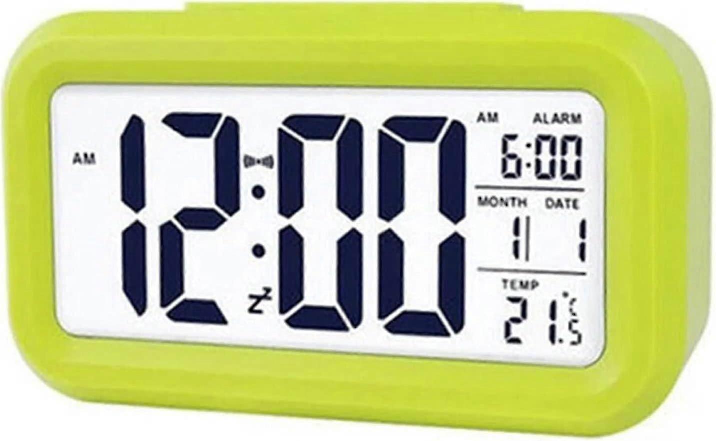 Led Digital Alarm Clock Backlight Snooze Mute Calendar Desktop Electronic Bcaklight Table Clocks Desktop Clock (green)-WG