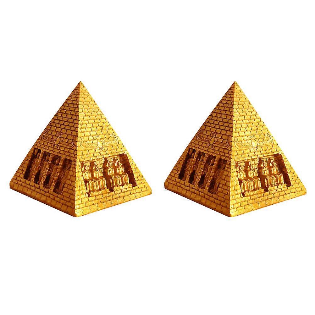 Pyramid Model Resin Figurine for Desktop Ornament 6Pcs Golden Set
