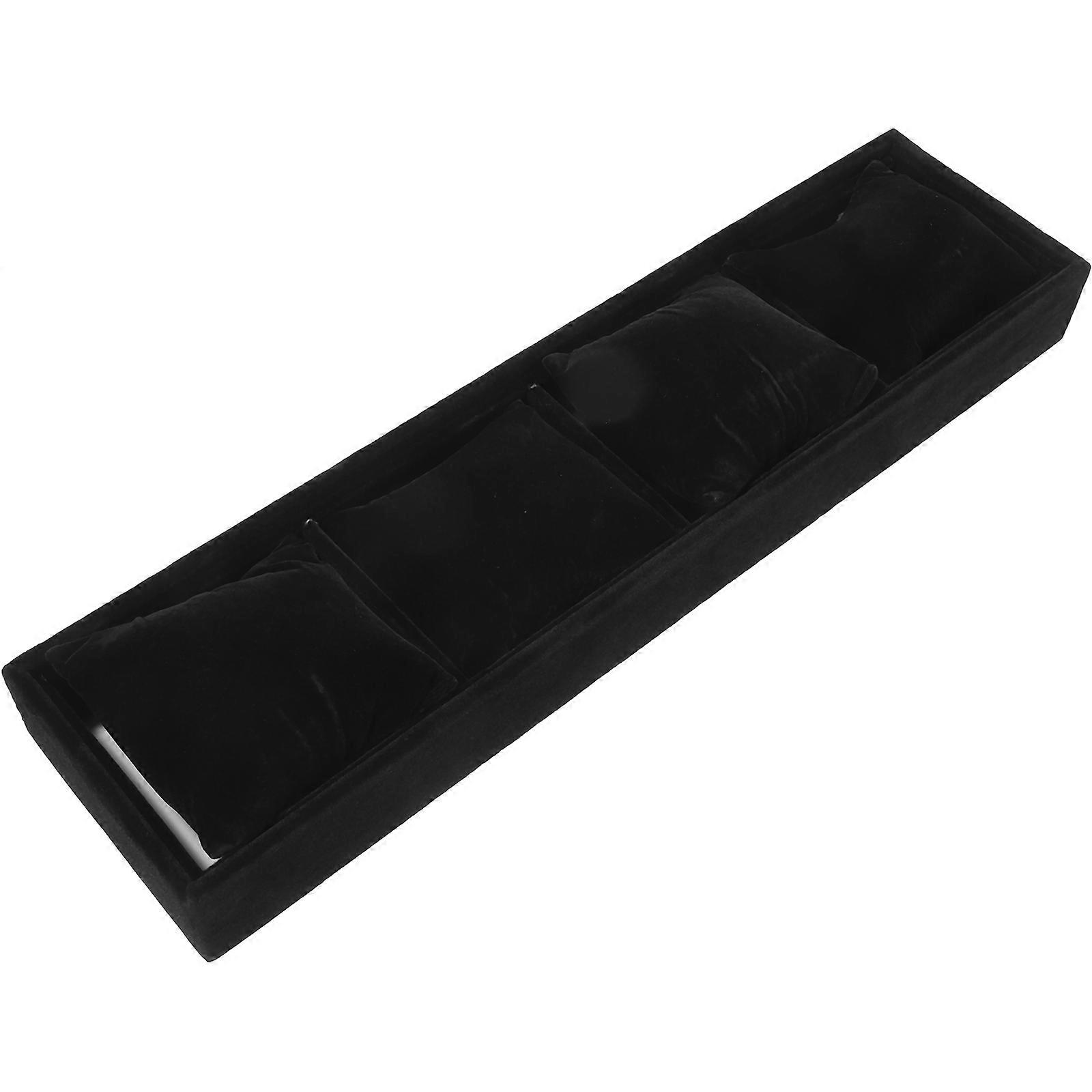 Stylish Rectangular Watch Organizer Tray For Bracelets And Bangles In Elegant Black 3Pcs