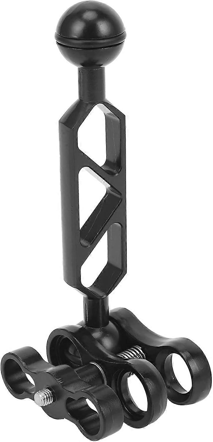 Aluminum Alloy Scuba Diving Light Torch Dual Ball Joint Arm and 2 Butterfly Clip Clamp Mount for Underwater Photography Camera, Black, 202381