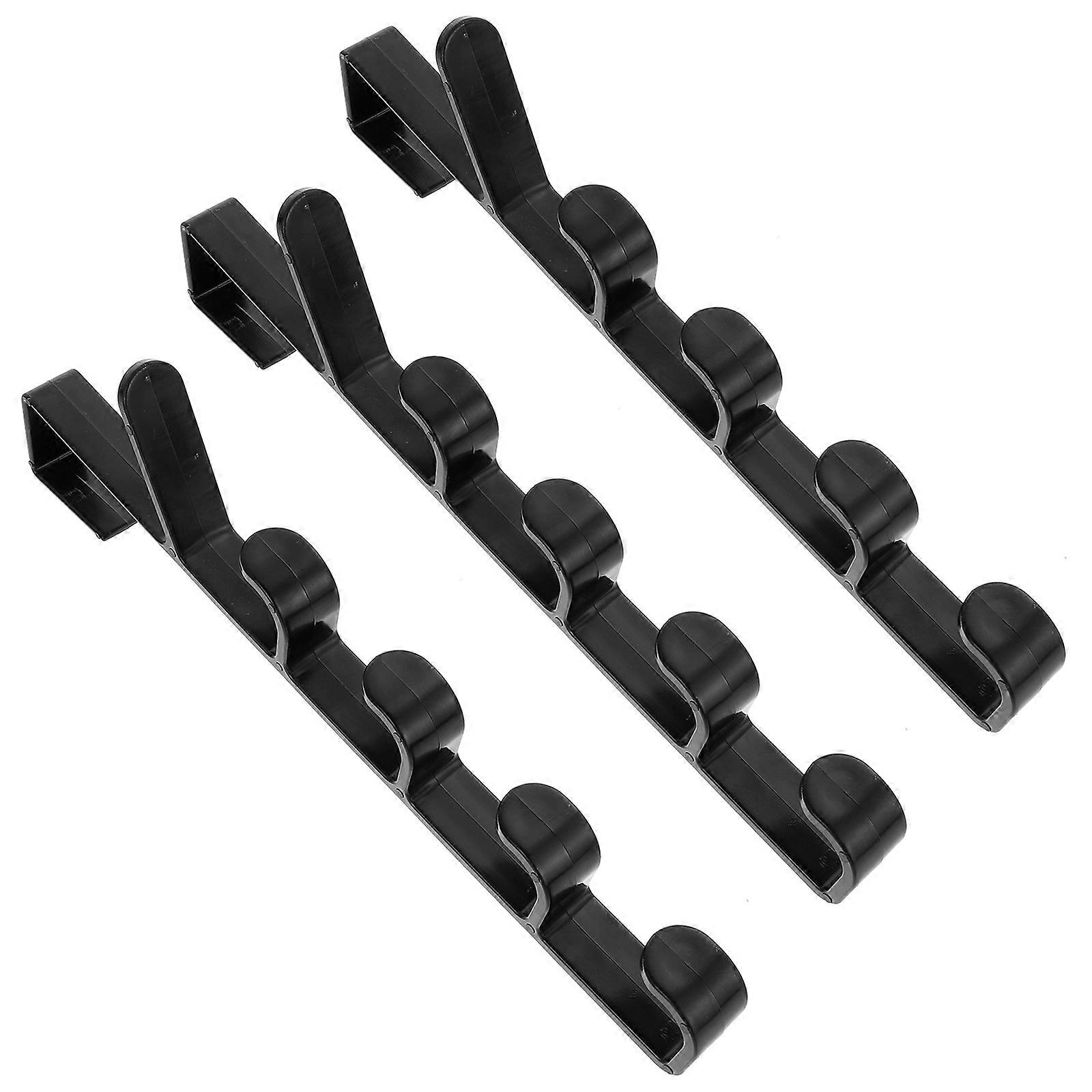 Over-Door Hooks Practical Holding Clothes Storage Saving Black 28.5X3.8X2CM 3Pcs