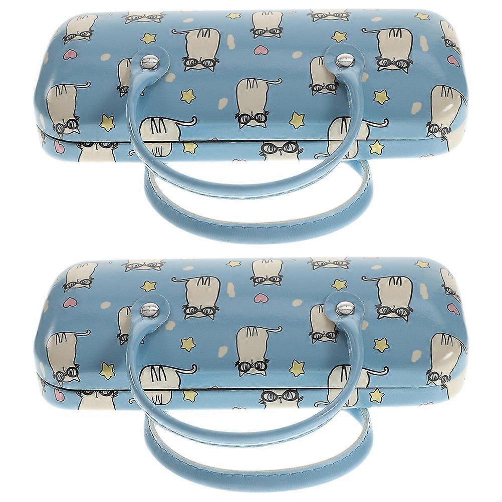 Girls Portable Glasses Case PU Cartoon Pattern Holder 4Pcs Set