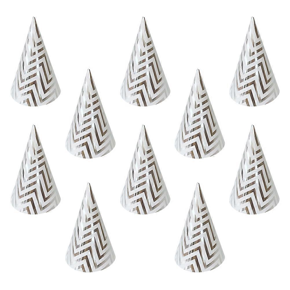 Kid Party Hat Silver Triangle Birthday Hats for Party Use 10Pcs Pack