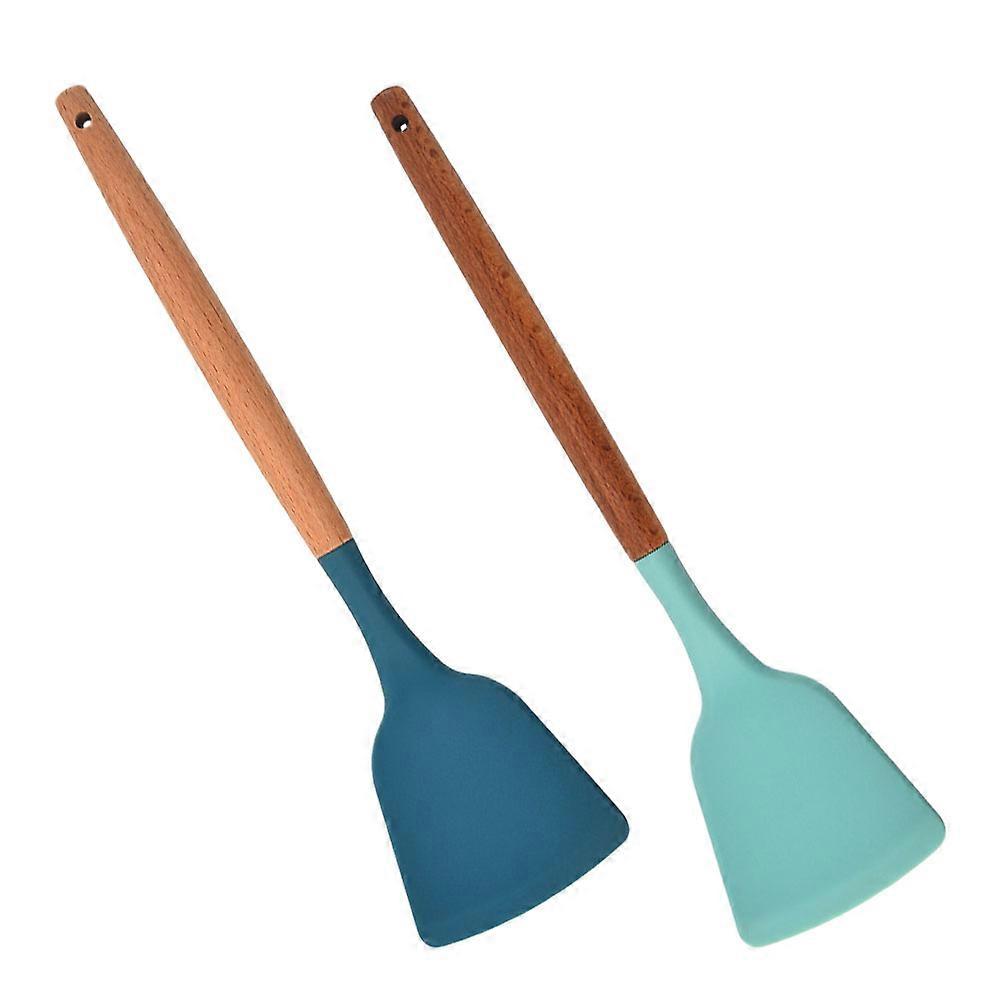 Wooden Handle Silicone Spatula Cooking for Home Use 2Pcs Set