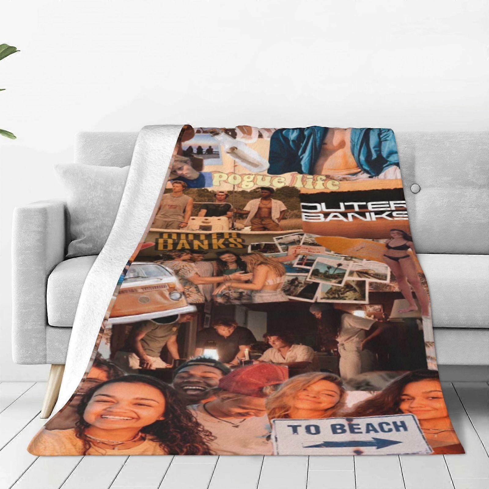 Outer Banks Fleece Throw Blanket, Ultra Soft Cozy Luxury Fuzzy Blanket For Couch Bed Sofa, Lightweight Warm Plush Blankets Bedding For All Season