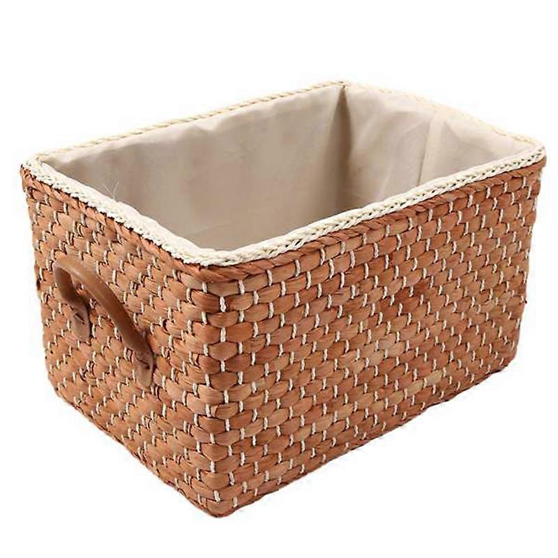 Manual Storage Basket Wicker Baskets Clothes Toys Container -Brown