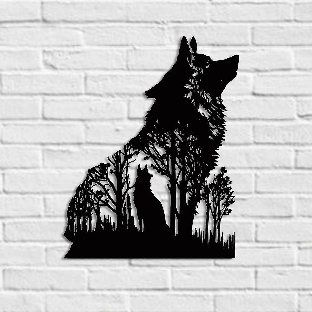 1PC Wolf of Forest Hanging Metal Wall Décor for Home Interiors