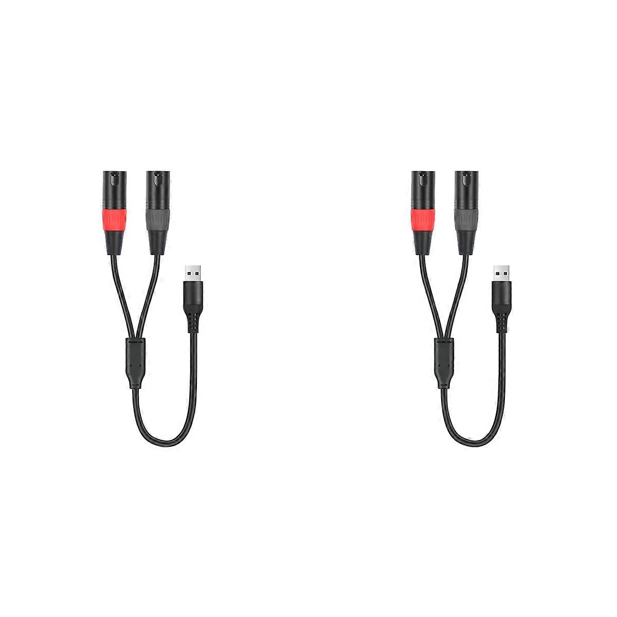USB to XLR Audio Cable,USB to Dual XLR Male Output Cord,PC USB-Stereo Audio Cable Converter for Ampl