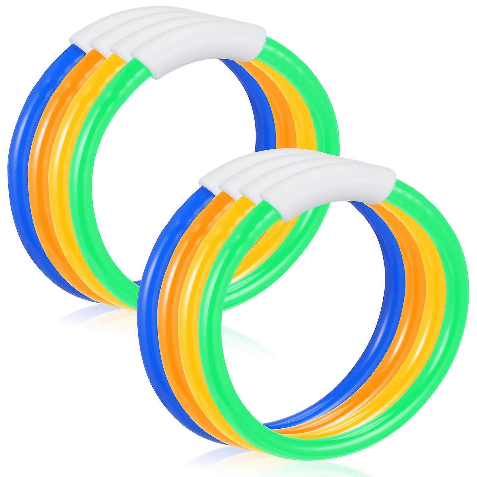 Diving Ring Toy 8Pcs Assorted Color Durable PVC Material Underwater Diving Ring for Kids Playing