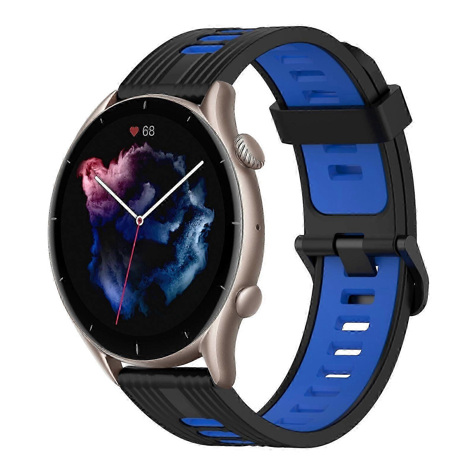 For Amazfit GTR 3 22mm Vertical Pattern Two-Color Silicone Watch Band