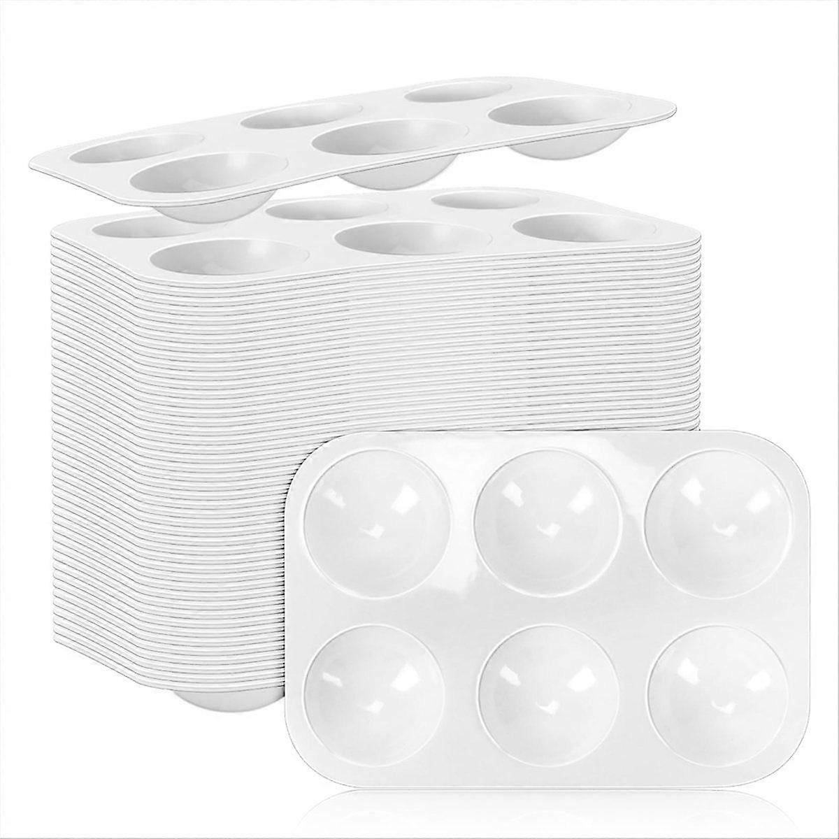 50 PCS Watercolor Palette, 6 Well Rectangular Paint Palettes, for Kid