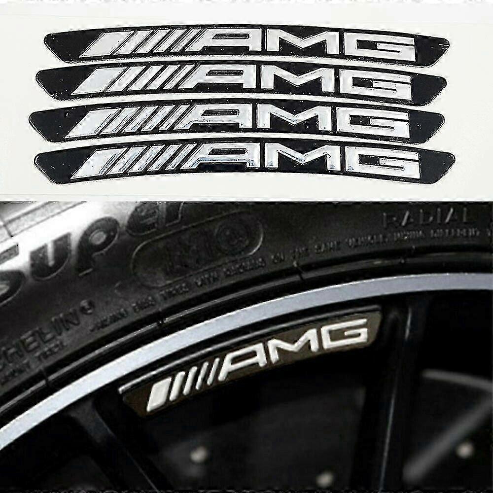 4 قطع سبيكة مرسيدس AMG عجلة حافة ملصق شارة شعار أسود