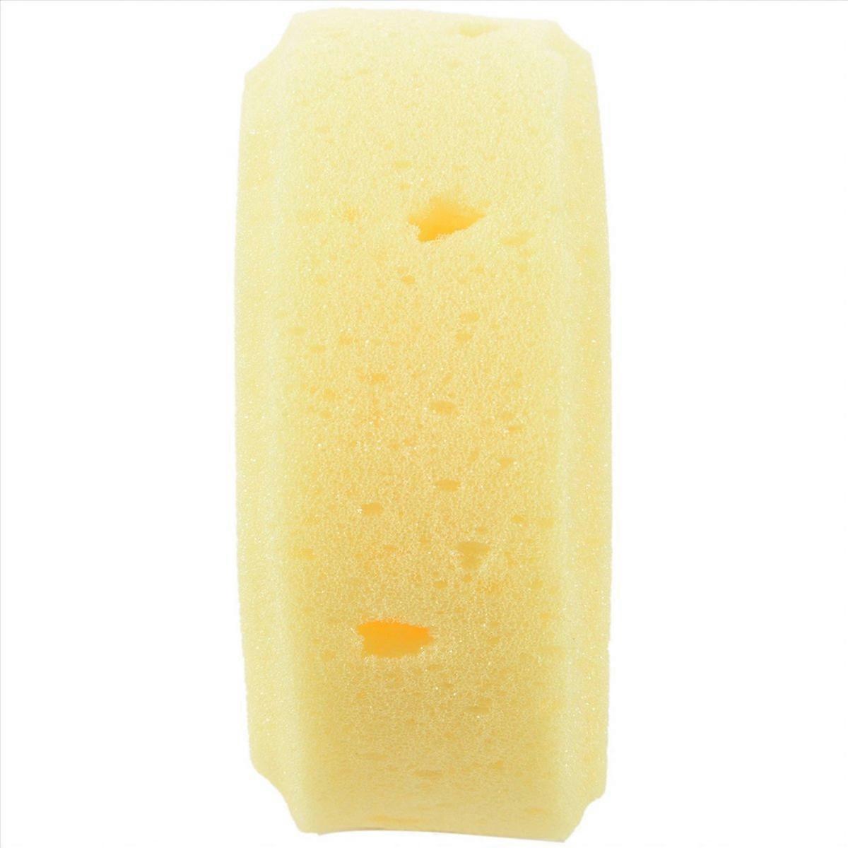 Yellow Round Bath Body Shower Soft Sponge w Hanging Loop